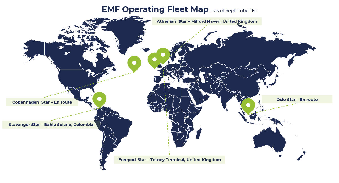 Carte de la flotte en activité d’EMF